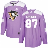 Men's Adidas Pittsburgh Penguins #87 Sidney Crosby Authentic Purple Fights Cancer Practice NHL Jersey