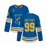 Women's St. Louis Blues #99 Wayne Gretzky Authentic Navy Blue Alternate 2019 Stanley Cup Champions Hockey Jersey