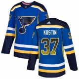 Men's Adidas St. Louis Blues #37 Klim Kostin Authentic Blue Drift Fashion NHL Jersey