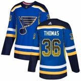 Men's Adidas St. Louis Blues #36 Robert Thomas Authentic Blue Drift Fashion NHL Jersey