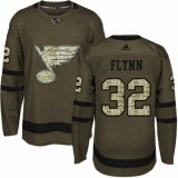 Men's Adidas St. Louis Blues #32 Brian Flynn Authentic Green Salute to Service NHL Jersey