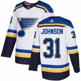 Men's Adidas St. Louis Blues #31 Chad Johnson Authentic White Away NHL Jersey