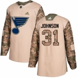 Men's Adidas St. Louis Blues #31 Chad Johnson Authentic Camo Veterans Day Practice NHL Jersey