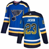 Men's Adidas St. Louis Blues #23 Dmitrij Jaskin Authentic Blue Drift Fashion NHL Jersey