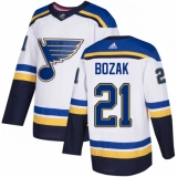 Men's Adidas St. Louis Blues #21 Tyler Bozak Authentic White Away NHL Jersey