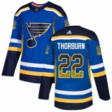 Men's Adidas St. Louis Blues #22 Chris Thorburn Authentic Blue Drift Fashion NHL Jersey