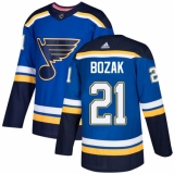 Men's Adidas St. Louis Blues #21 Tyler Bozak Authentic Royal Blue Home NHL Jersey