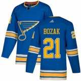 Men's Adidas St. Louis Blues #21 Tyler Bozak Authentic Navy Blue Alternate NHL Jersey