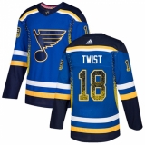 Men's Adidas St. Louis Blues #18 Tony Twist Authentic Blue Drift Fashion NHL Jersey