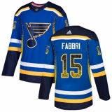 Men's Adidas St. Louis Blues #15 Robby Fabbri Authentic Blue Drift Fashion NHL Jersey