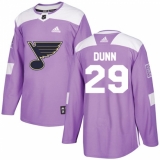 Men's Adidas St. Louis Blues #29 Vince Dunn Authentic Purple Fights Cancer Practice NHL Jersey