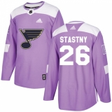 Men's Adidas St. Louis Blues #26 Paul Stastny Authentic Purple Fights Cancer Practice NHL Jersey