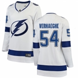 Women's Tampa Bay Lightning #54 Carter Verhaeghe Fanatics Branded White Away Breakaway NHL Jersey