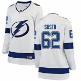 Women's Tampa Bay Lightning #62 Andrej Sustr Fanatics Branded White Away Breakaway NHL Jersey