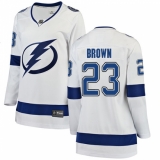 Women's Tampa Bay Lightning #23 J.T. Brown Fanatics Branded White Away Breakaway NHL Jersey