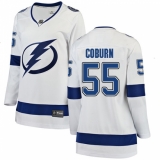 Women's Tampa Bay Lightning #55 Braydon Coburn Fanatics Branded White Away Breakaway NHL Jersey