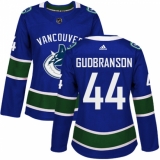Women's Adidas Vancouver Canucks #44 Erik Gudbranson Premier Blue Home NHL Jersey