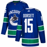 Youth Adidas Vancouver Canucks #15 Derek Dorsett Premier Blue Home NHL Jersey