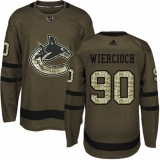 Men's Adidas Vancouver Canucks #90 Patrick Wiercioch Premier Green Salute to Service NHL Jersey