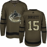 Youth Adidas Vancouver Canucks #15 Derek Dorsett Premier Green Salute to Service NHL Jersey