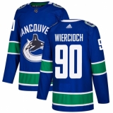 Men's Adidas Vancouver Canucks #90 Patrick Wiercioch Authentic Blue Home NHL Jersey