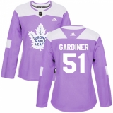 Women's Adidas Toronto Maple Leafs #51 Jake Gardiner Authentic Purple Fights Cancer Practice NHL Jersey