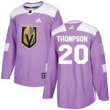 Men's Adidas Vegas Golden Knights #20 Paul Thompson Authentic Purple Fights Cancer Practice NHL Jersey