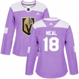 Women's Adidas Vegas Golden Knights #18 James Neal Authentic Purple Fights Cancer Practice NHL Jersey