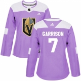 Women's Adidas Vegas Golden Knights #7 Jason Garrison Authentic Purple Fights Cancer Practice NHL Jersey