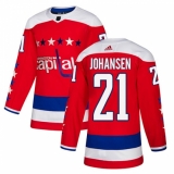 Men's Adidas Washington Capitals #21 Lucas Johansen Authentic Red Alternate NHL Jersey