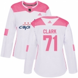 Women's Adidas Washington Capitals #71 Kody Clark Authentic White Pink Fashion NHL Jersey
