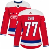 Women's Adidas Washington Capitals #77 T.J. Oshie Authentic Red Alternate NHL Jersey