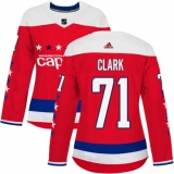 Women's Adidas Washington Capitals #71 Kody Clark Authentic Red Alternate NHL Jersey