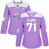 Women's Adidas Washington Capitals #71 Kody Clark Authentic Purple Fights Cancer Practice NHL Jersey