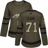 Women's Adidas Washington Capitals #71 Kody Clark Authentic Green Salute to Service NHL Jersey