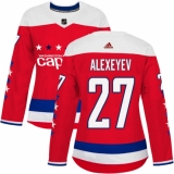 Women's Adidas Washington Capitals #27 Alexander Alexeyev Authentic Red Alternate NHL Jersey