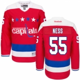 Men's Reebok Washington Capitals #55 Aaron Ness Authentic Red Third NHL Jersey