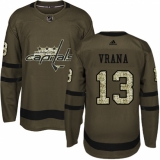 Youth Adidas Washington Capitals #13 Jakub Vrana Authentic Green Salute to Service NHL Jersey