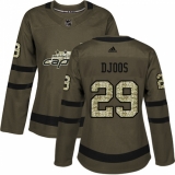 Women's Adidas Washington Capitals #29 Christian Djoos Authentic Green Salute to Service NHL Jersey