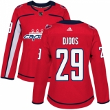 Women's Adidas Washington Capitals #29 Christian Djoos Premier Red Home NHL Jersey