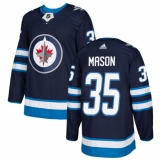 Men's Adidas Winnipeg Jets #35 Steve Mason Authentic Navy Blue Home NHL Jersey