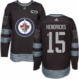 Men's Adidas Winnipeg Jets #15 Matt Hendricks Premier Black 1917-2017 100th Anniversary NHL Jersey