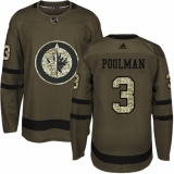Men's Adidas Winnipeg Jets #3 Tucker Poolman Premier Green Salute to Service NHL Jersey