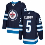 Men's Adidas Winnipeg Jets #5 Dmitry Kulikov Authentic Navy Blue Home NHL Jersey