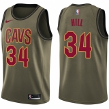 Men's Nike Cleveland Cavaliers #34 Tyrone Hill Swingman Green Salute to Service NBA Jersey