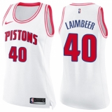 Women's Nike Detroit Pistons #40 Bill Laimbeer Swingman White/Pink Fashion NBA Jersey