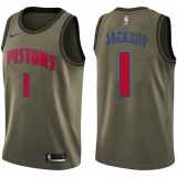 Men's Nike Detroit Pistons #1 Reggie Jackson Swingman Green Salute to Service NBA Jersey