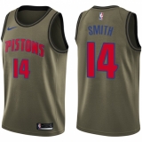 Men's Nike Detroit Pistons #14 Ish Smith Swingman Green Salute to Service NBA Jersey