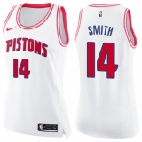 Women's Nike Detroit Pistons #14 Ish Smith Swingman White/Pink Fashion NBA Jersey