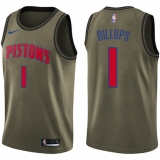 Men's Nike Detroit Pistons #1 Chauncey Billups Swingman Green Salute to Service NBA Jersey